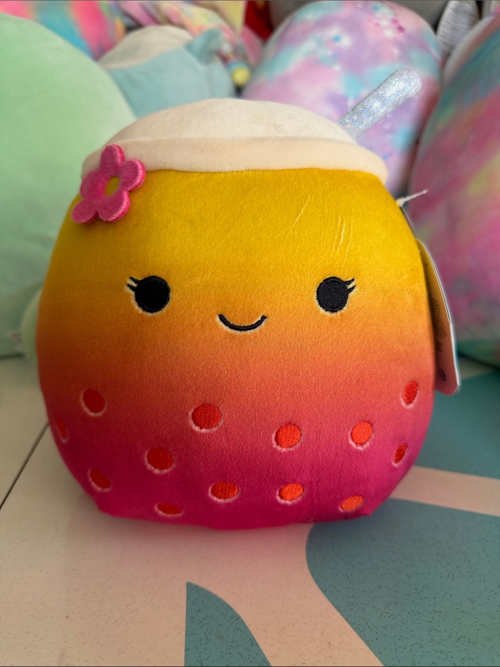 Plush Gradient Strawberry Bubble Tea Plush - Bergit 8” Squishmallow - NWT